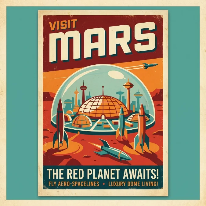 Retro Mars Poster